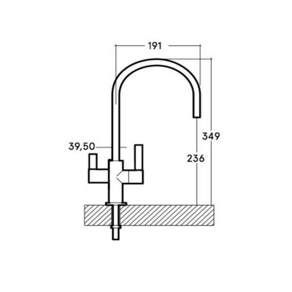 Robinet 3 voies haut col, inox mat ou chromé brillant - Eaulding